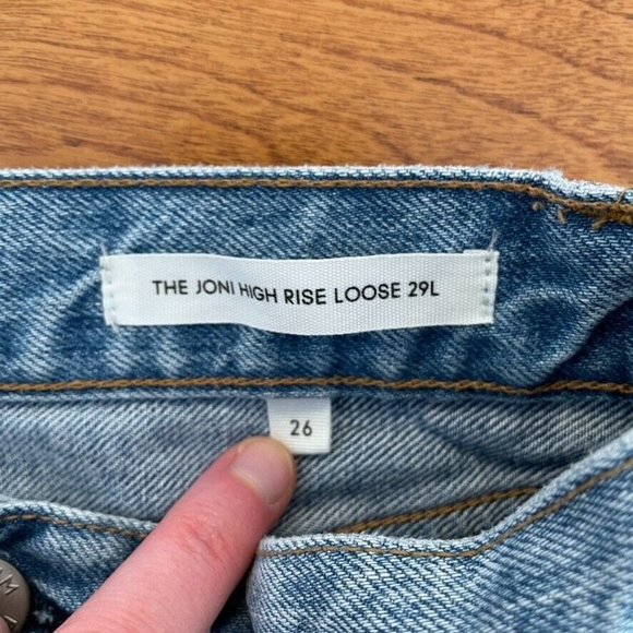 Denim Forum Joni High Rise Loose Jeans Light Wash Knee Holes Distressed - Picture 10 of 12